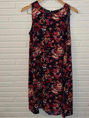 Halogen Navy Blue and Floral A-Line Dress, Women’s Size Medium